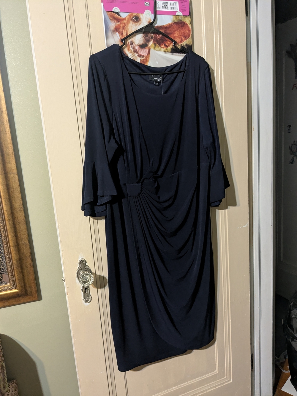 Chic Navy Twist-Detail Draped Dress
